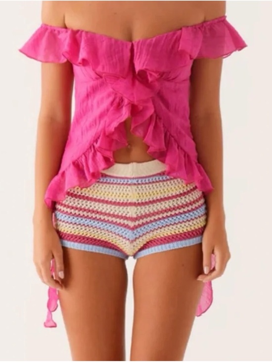 Peppermayo Tops - Peppermayo Exclusive Dylan Off Shoulder Ruffle Top Fuchsia New with Tags W2509